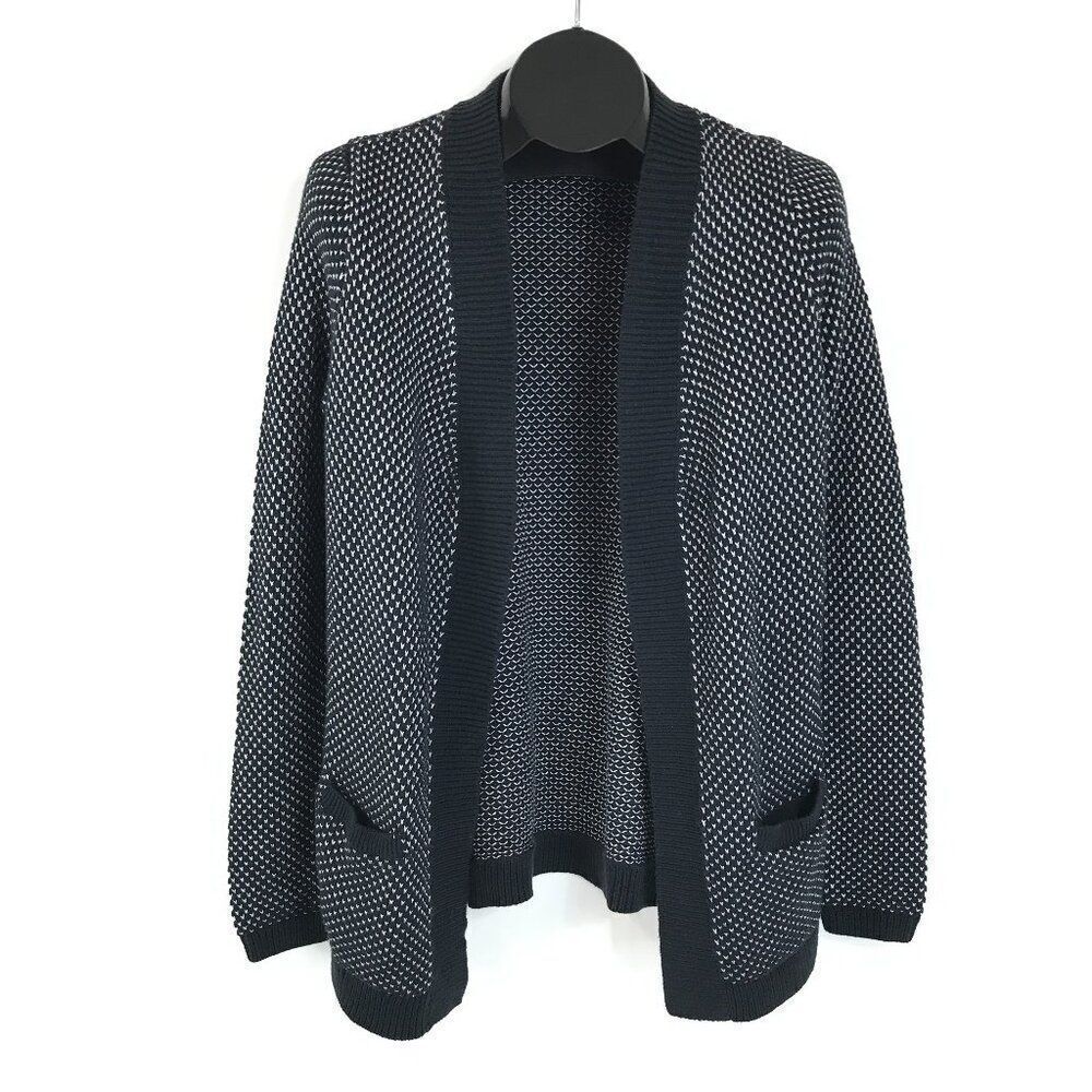 Lands' End Open Front Knit Cardigan Women's Small Pockets Cotton Acrylic Winter
